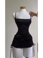 Sexy Sleeveless Backless Bodycon Mini Dress Women Summer Satin Lace Up Party Club Dresses Streetwear Evening Black Y2K 2025 Robe TechVisio
