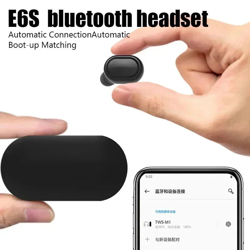 Écouteurs TWS DAMORE E6S – ANC | Micro | Bluetooth | Blanc & Noir