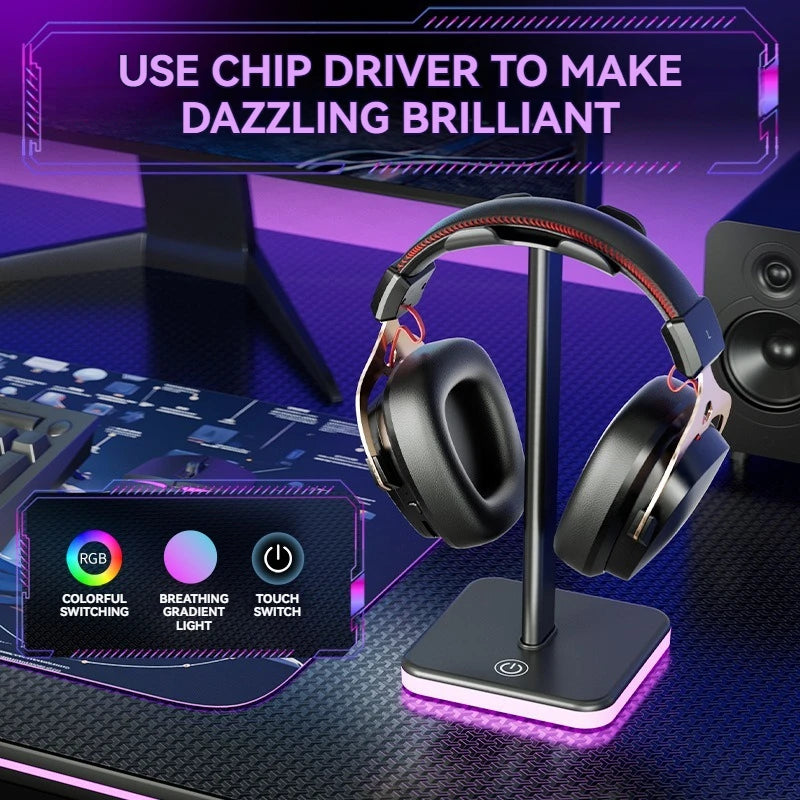 RGB Gaming Headset Ständer – Verstellbare LED-Beleuchtung | Aufbewahrung & Display für Kopfhörer