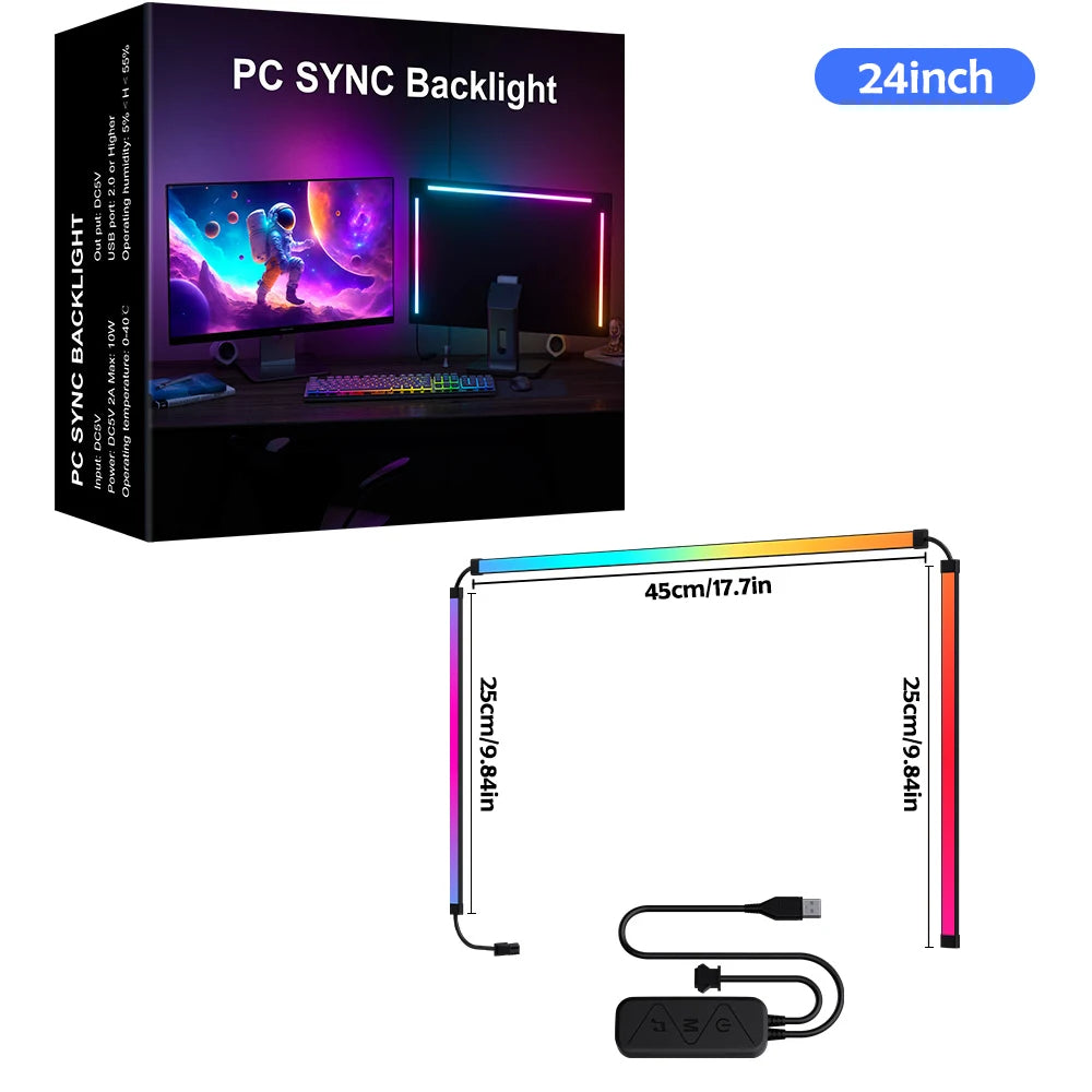 RGB Gaming Sync LED Strip – 24"-34" Monitor | Screen & Music Sync | App