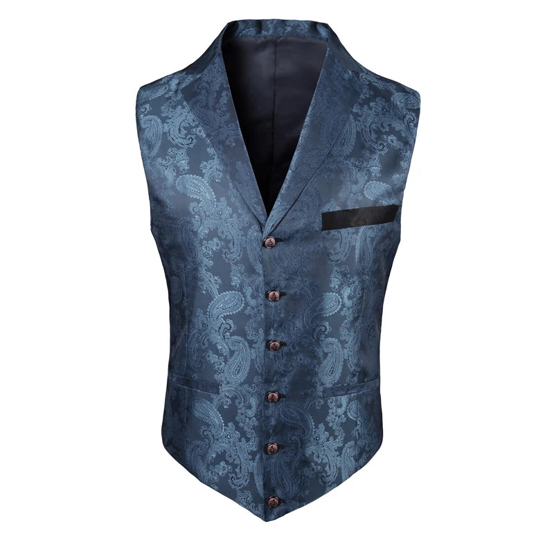 2025 New High-end Suit Collar Jacquard White Vest for Men, Black Sleeveless Waistcoat,navy Blue Billiards Uniform,magician Vests TechVisio