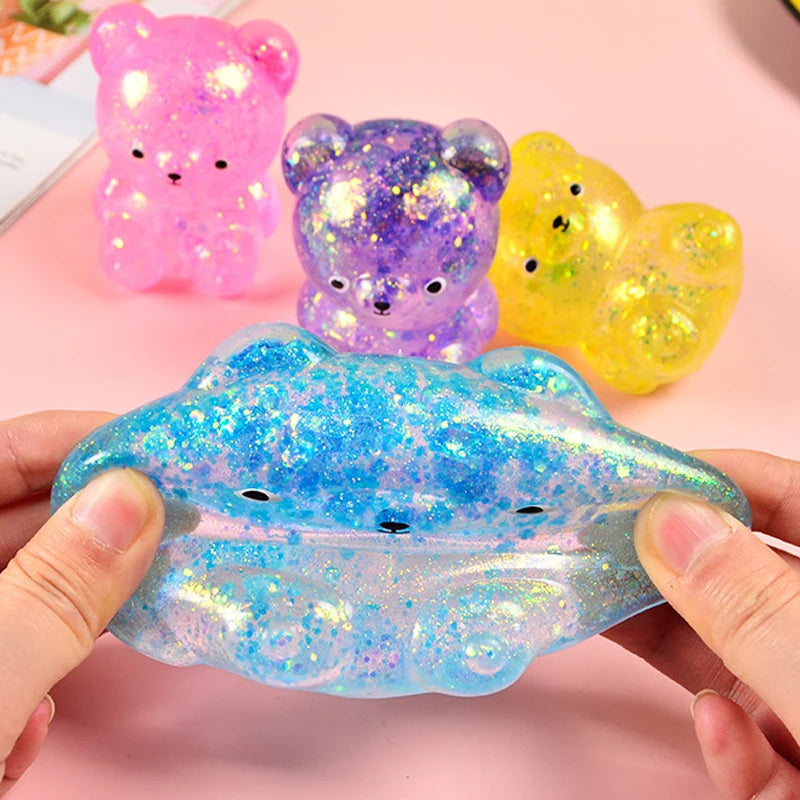 Squishy ours gummy pailleté anti-stress – couleur aléatoire, lot de 1, 2 ou 3