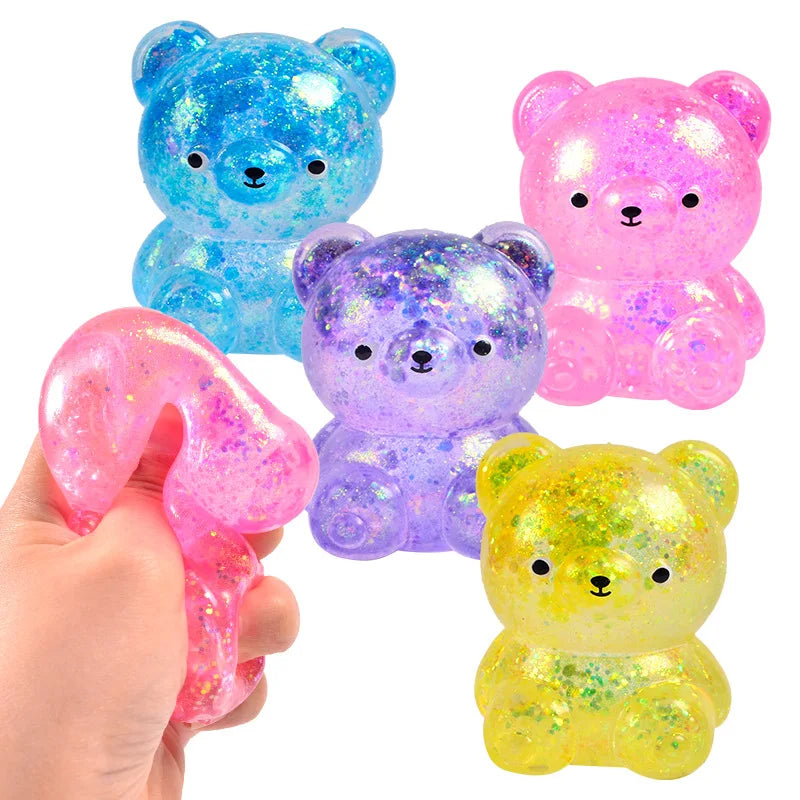 Squishy ours gummy pailleté anti-stress – couleur aléatoire, lot de 1, 2 ou 3