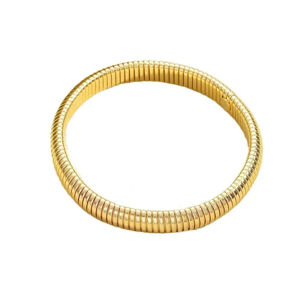 Bracelet Élastique Spiral Chunky – Or & Argent Femme Style Punk DAIPAN