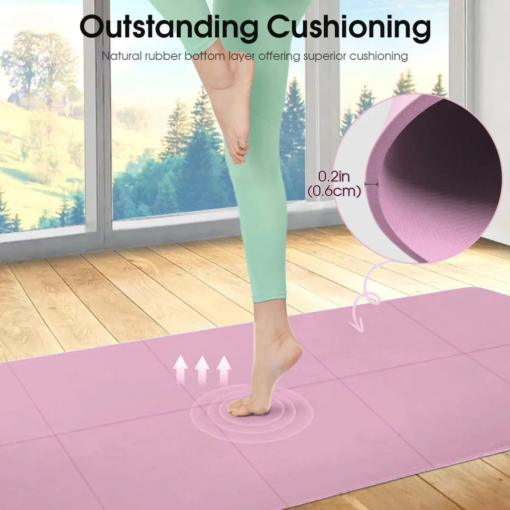 Yoga Mat Pilates Fitness Mat 3/4/6mm Thicknes Non Slip Yoga Cushion Travel Fitness Exercise Pad for Women Home Gym Floor Workout TechVisio