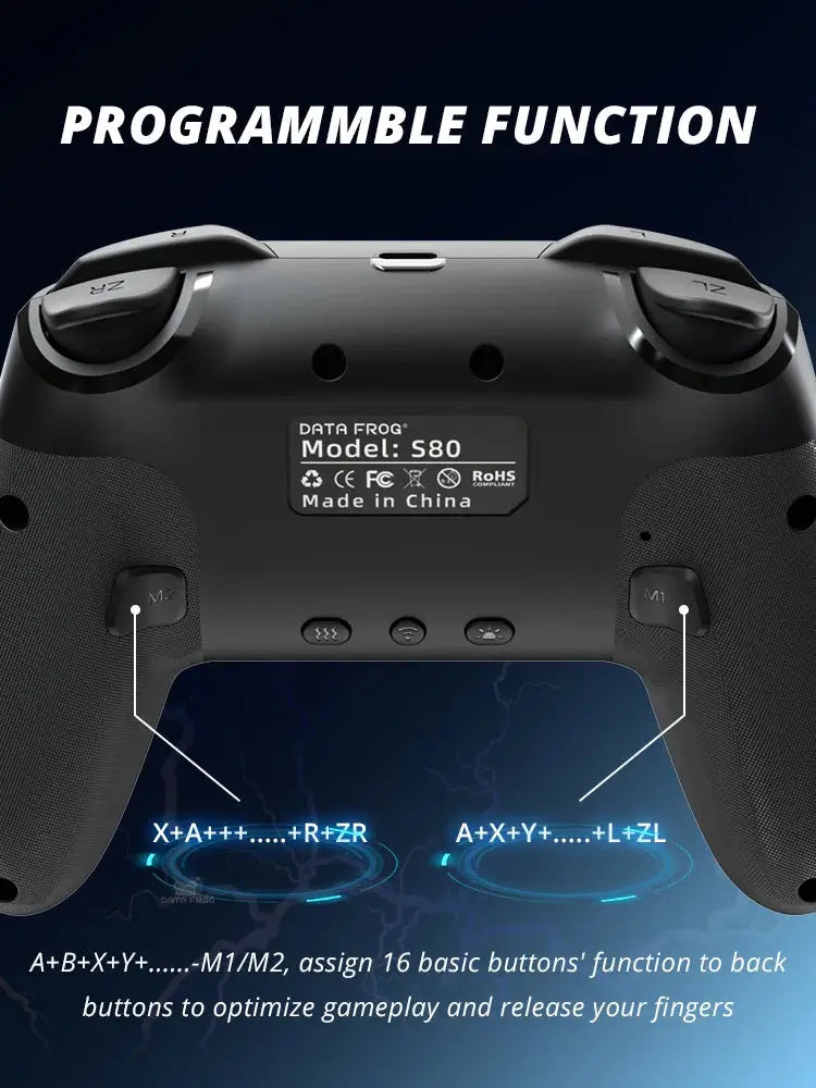 Manette Pro Switch DATA FROG – RGB | Gyroscope | Turbo | 15h TechVisio