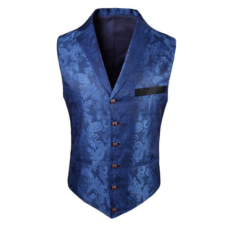 2025 New High-end Suit Collar Jacquard White Vest for Men, Black Sleeveless Waistcoat,navy Blue Billiards Uniform,magician Vests TechVisio