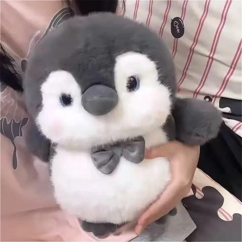 Peluche Pingouin Dodu Ultra-Doux – 25cm & 35cm, Blanc & Rouge