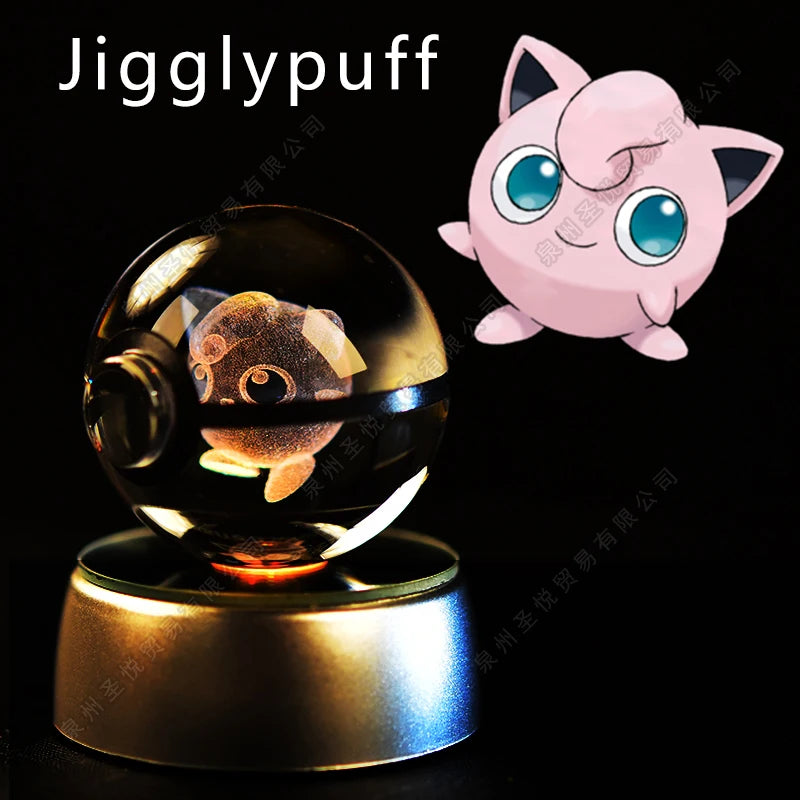 Boule de Cristal Pokémon 3D LED – 36 Personnages, Socle Lumineux, Cadeau
