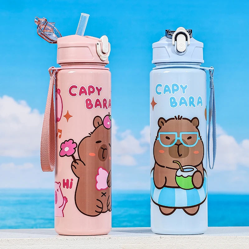 Gourde Capybara 750ml – Paille, Portable, Outdoor