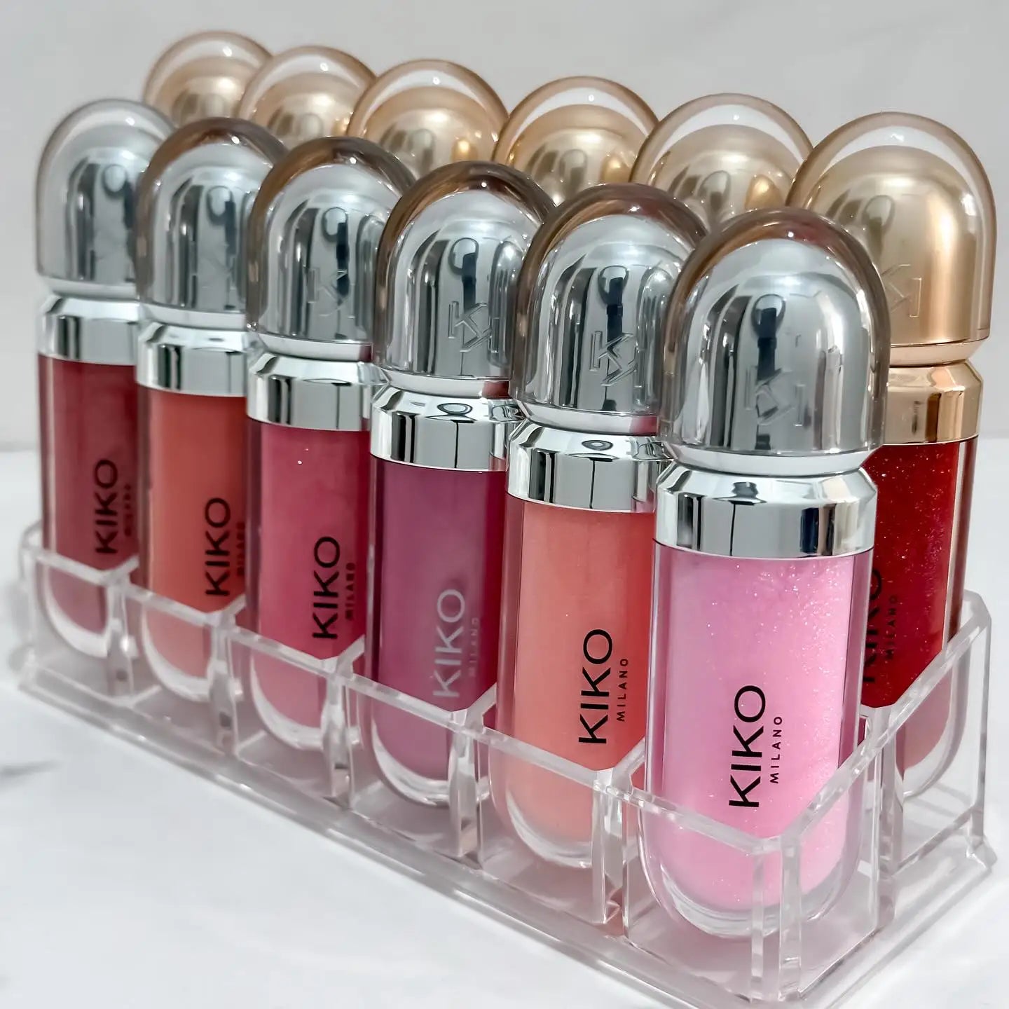 Original Kiko 3D Mirror Lip Glaze Waterproof Non Fading and Non Stick Cup Gentle Bean Paste Color Fine Shiny Point Charm Red TechVisio