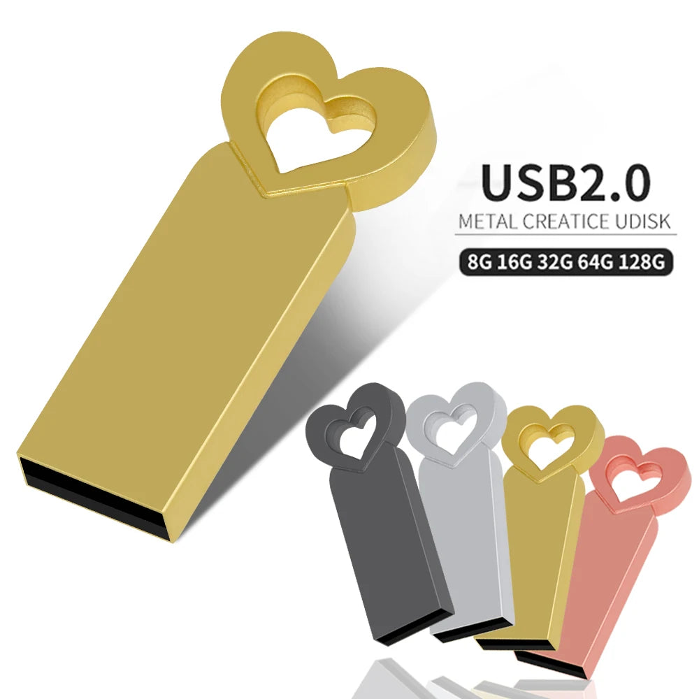 Clé USB Métallique KFHIREW – 4G à 128G, Haute Vitesse, Waterproof, Argent/Or/Rose/Gun