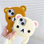 Cartoon Rilakkuma Bear Silicone Soft Cover Case For iPhone 17 16 15 14 13 12 11 Pro Max Plus Xs XR 6 7 8 Plus 5 5S 4 4S TechVisio