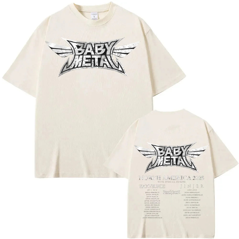 Babymetal North America Tour 2025 T-shirts Vintage Babymetal Japan Metal Rock Band Tshirts Men Women's Pure Cotton Tees Harajuku TechVisio