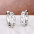 Luxury 925 Sterling Silver Zircon Hoop Earrings for Women Simple Elegant Crystal Circle Round Earrings Jewelry Party Gifts TechVisio