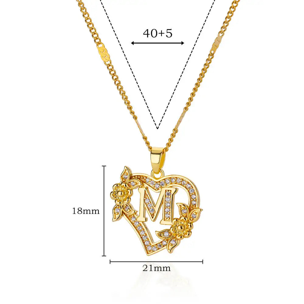 Collier Initiale Lettre Zircon – Acier Inoxydable Doré | A à Z