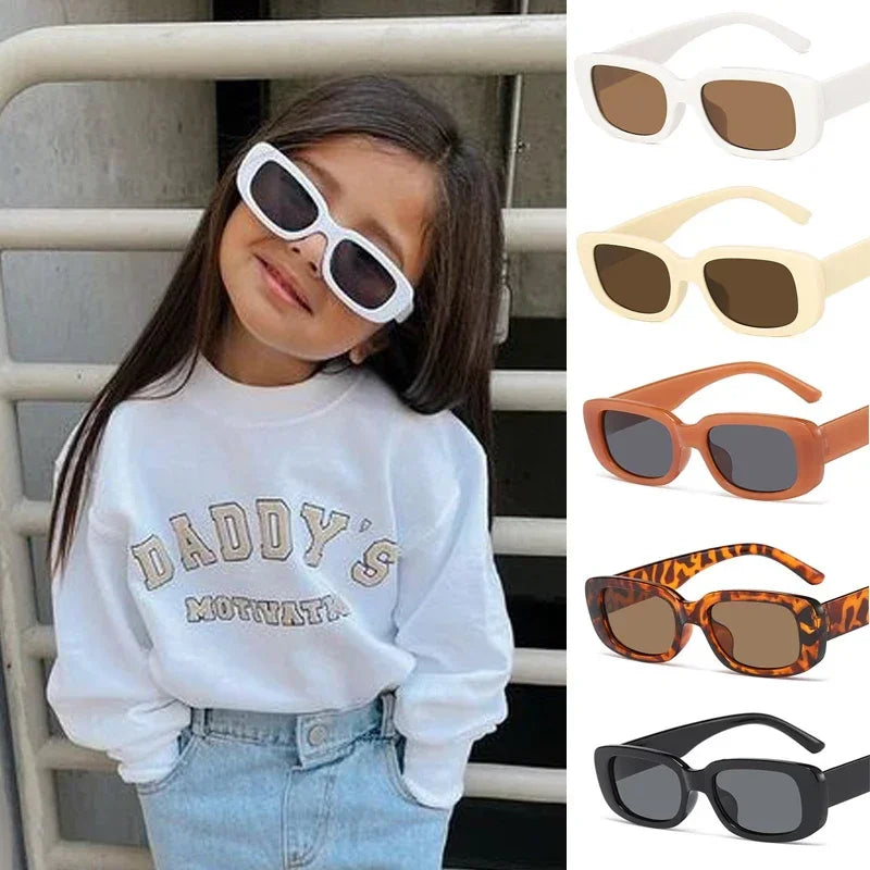 Children Cute Vintage Frosted Rectangle Sunglasses Outdoor Girls Boys Sweet Sun glasses Protection Classic Kids eyewear UV400 TechVisio