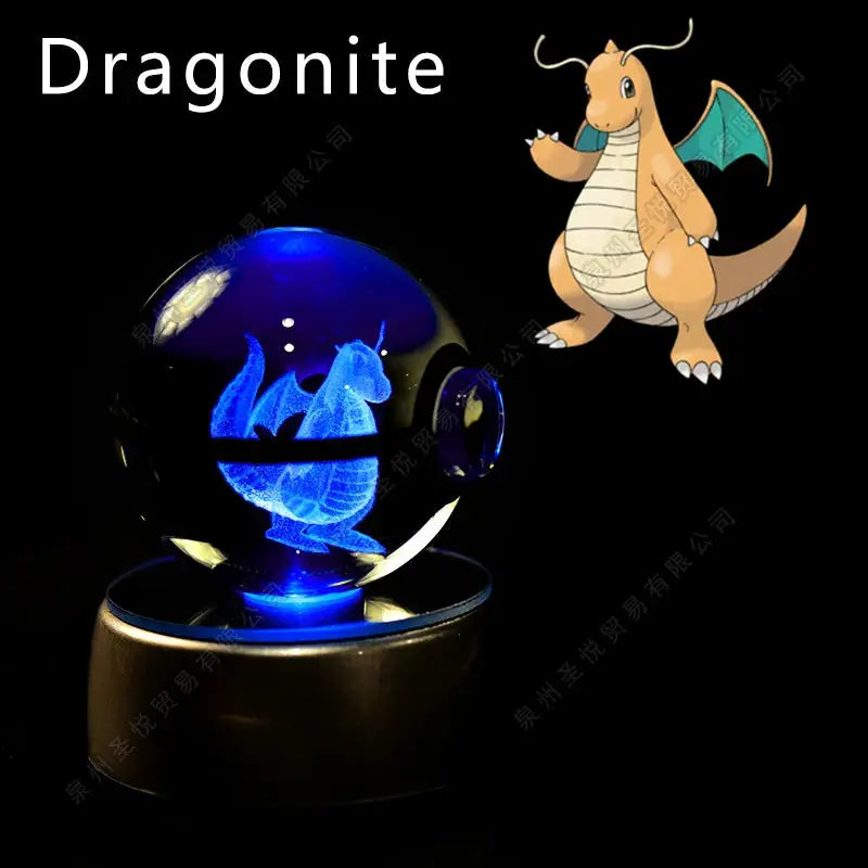 Boule de Cristal Pokémon 3D LED – 36 Personnages, Socle Lumineux, Cadeau TechVisio