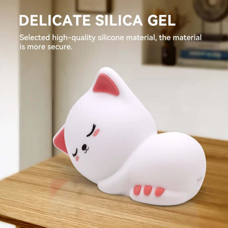 Veilleuse Chat Endormi – Lumière Colorée ou Chaude, Variateur Tactile TechVisio