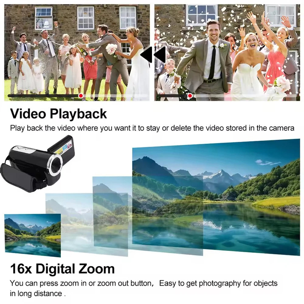 1080P HD Digital Camera – 16MP | 2.4" Rotatable Screen | Vlog & Selfie