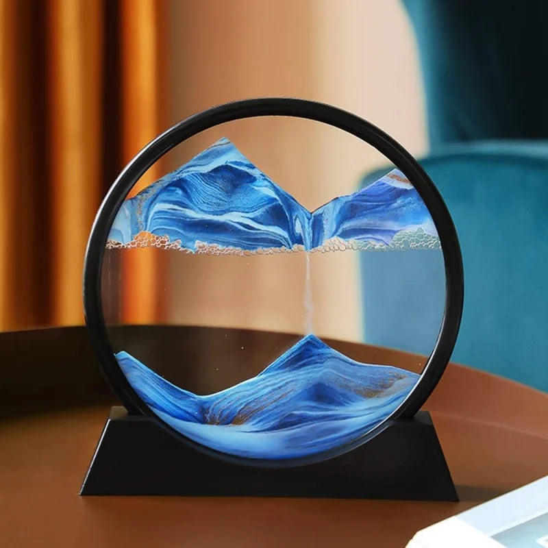 3D Hourglass Quicksand Moving Sand Art Picture Round Glass Deep Sea Sandscape Craft Flowing Painting Home Office Work Decor TechVisio