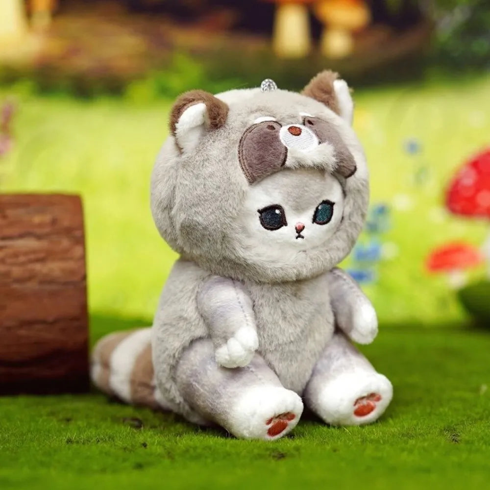 Cute Cat Disguised as a Long-Tailed Animal Plush Keychain Pendant Small Doll Gift Soft Keyring for Animal Lovers TechVisio