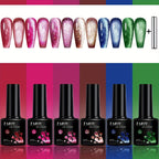 TARTU 6pcs 8ml Cat Eye Gel Nail Polish Set, 6 Colors Gel Polish Kit, Soak Off for Uv/Led, for Salon and Nail Art DIY At Home TechVisio