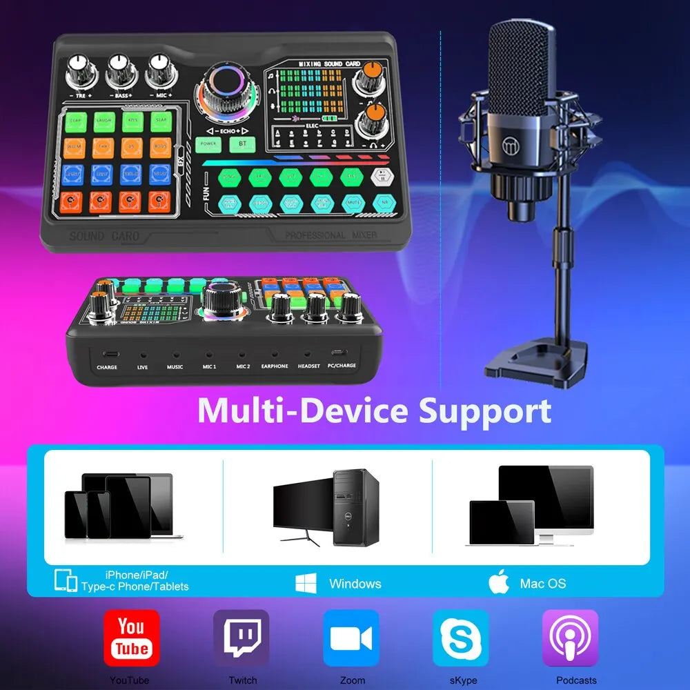 ZealSound P300 Podcast-Kit – DJ-Soundkarte | XLR-Mikrofon | 4 Live-Modi