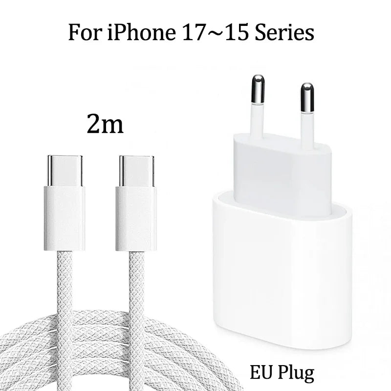 Chargeur iPhone 20W USB-C KEAI – Charge Rapide + Câble Inclus