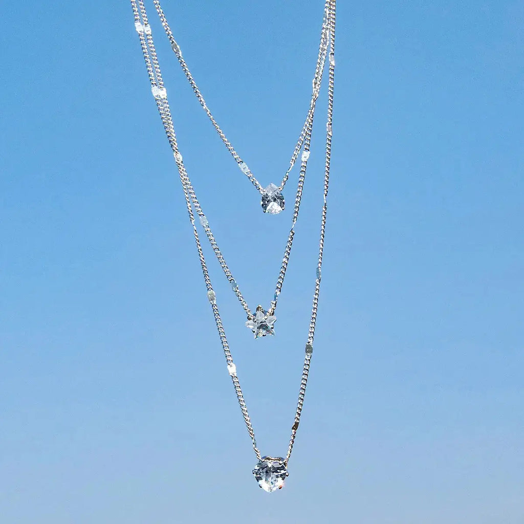 Collier Pendentif Zircon Cœur – Multicouche Choker Tendance Femme DAIPAN