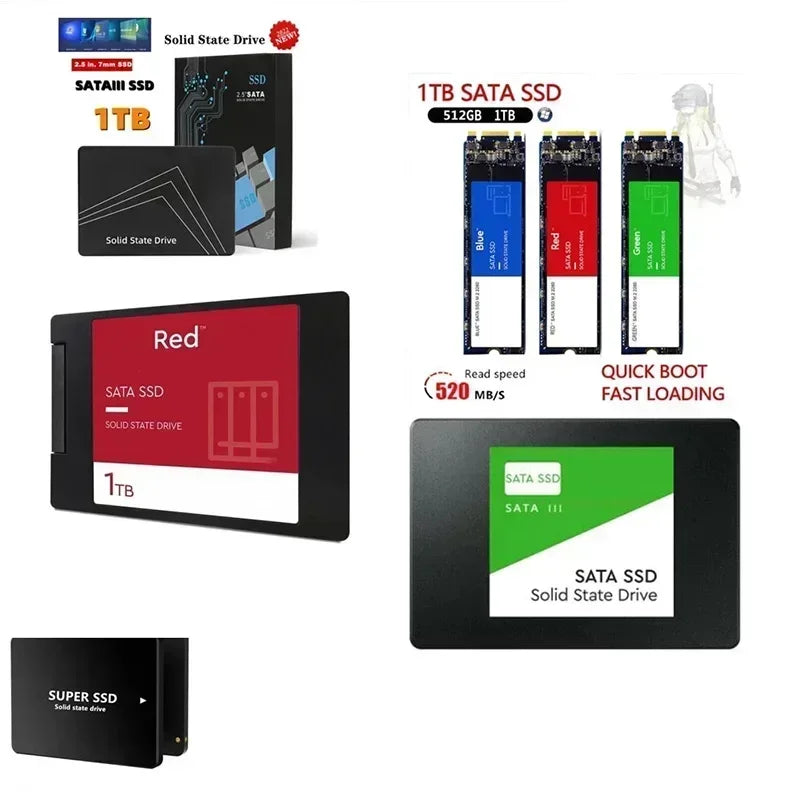 SSD Interne 2.5" SATA III – 500Go à 4To, Slim 7mm, PC/Laptop/PS4/PS5