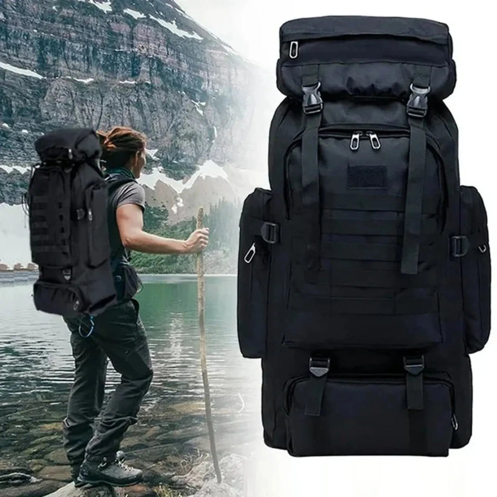 75L Wear-Resistant Waterproof Jungle Camouflage Backpack – Large-Capacity Mountaineering Rucksack for Camping, Hiking & Cycling | Ergonomic Straps & Ventilated Back for All-Day Comfort | Heavy-Duty for Outdoor Adventures & TechVisio