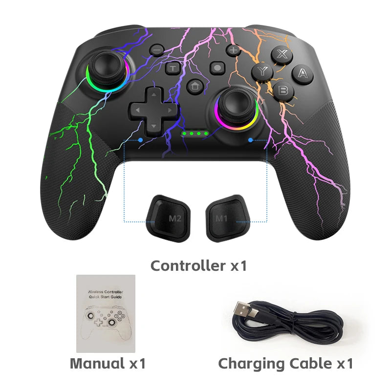 DATA FROG Switch Pro Controller – RGB | Gyroskop | Turbo | 15 Std.