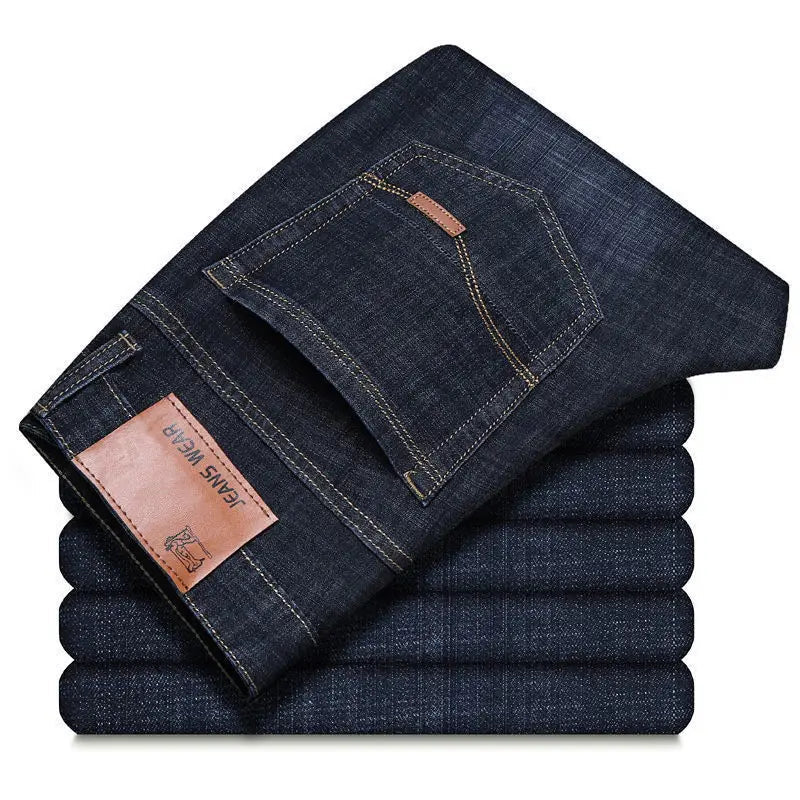 2025 New Business Men's Jeans Casual Comfortable Straight Stretch Fashion male Classic Premium Blue Black Denim trousers TechVisio