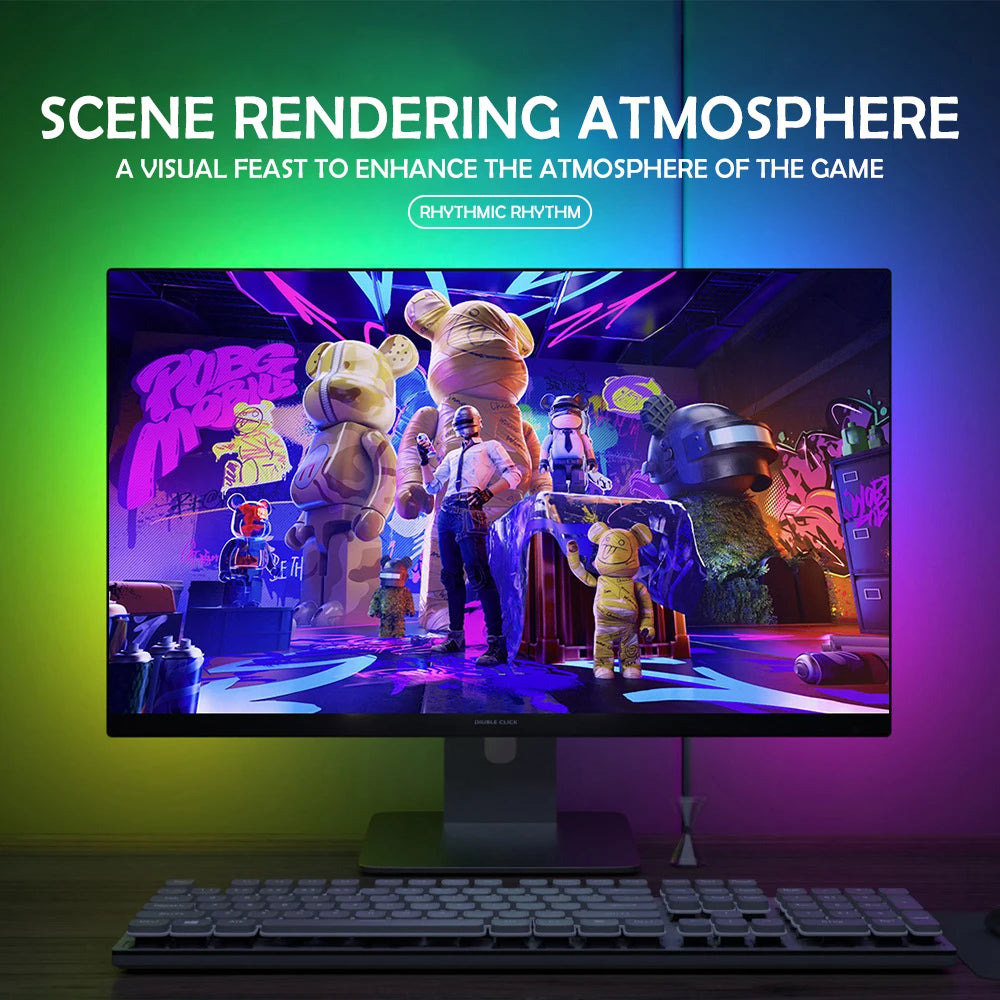 LED RGB Gaming Sync Streifen – Monitor 24"-34" | Bildschirm- & Musik-Sync | App