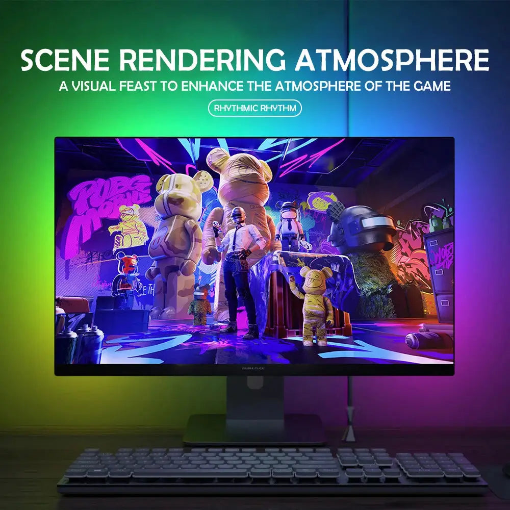 Bandeau LED RGB Gaming Sync – Moniteur 24"-34" | Sync Écran & Musique | App TechVisio