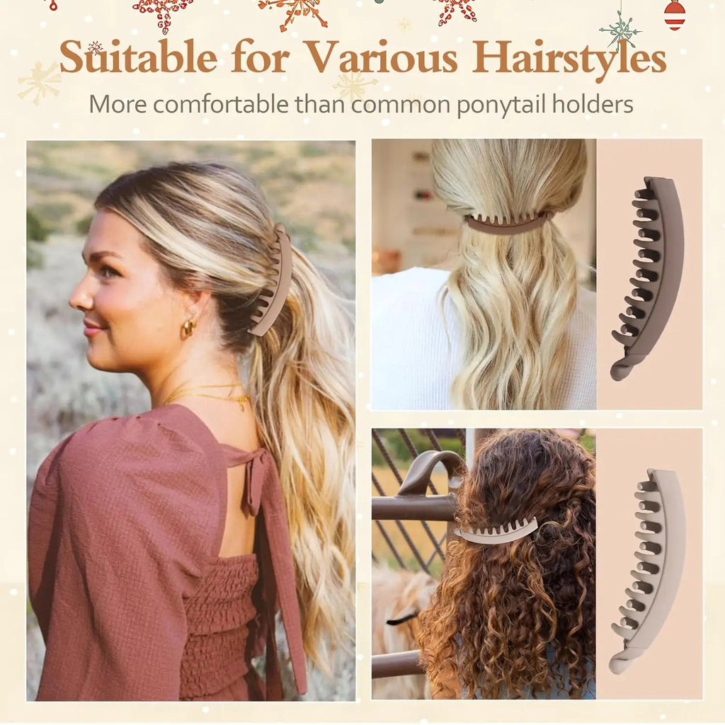 5 Pieces Banana Hair Clips for Women Strong Grip Non-Slip Hair Claws for Thick Hair 5 Inch Versatile Hair Accessories for Gift TechVisio