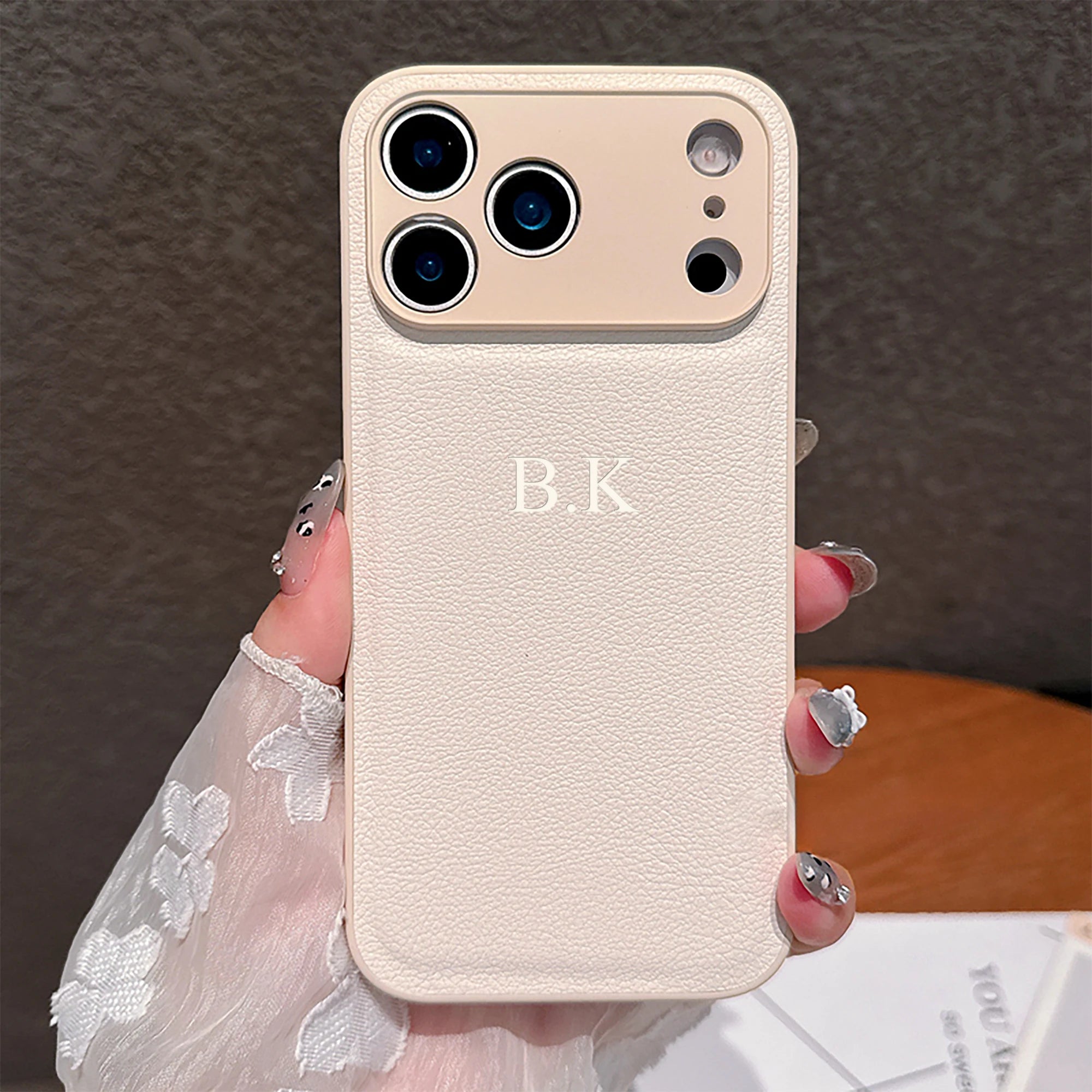 Personalized Luxury Customized Name 3D DIY Hot Engrave Faux Leather Phone Case For iPhone 17 16 15 14 13 Pro Max Plus Air TechVisio