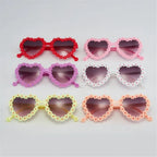 Cute Heart-Shaped Daisy Sunglasses for Kids Aged 3-18 Years Sun Protection Flower Sun Glasses Vintage Children Shades TechVisio