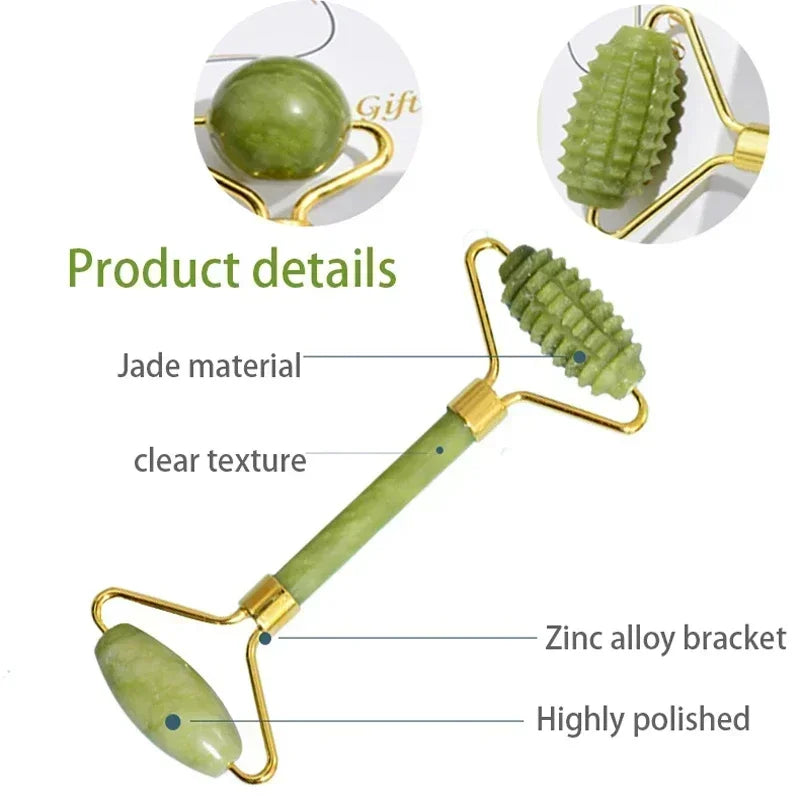 Rouleau de Jade & Gua Sha Pierre Naturelle – Massage Visage & Corps