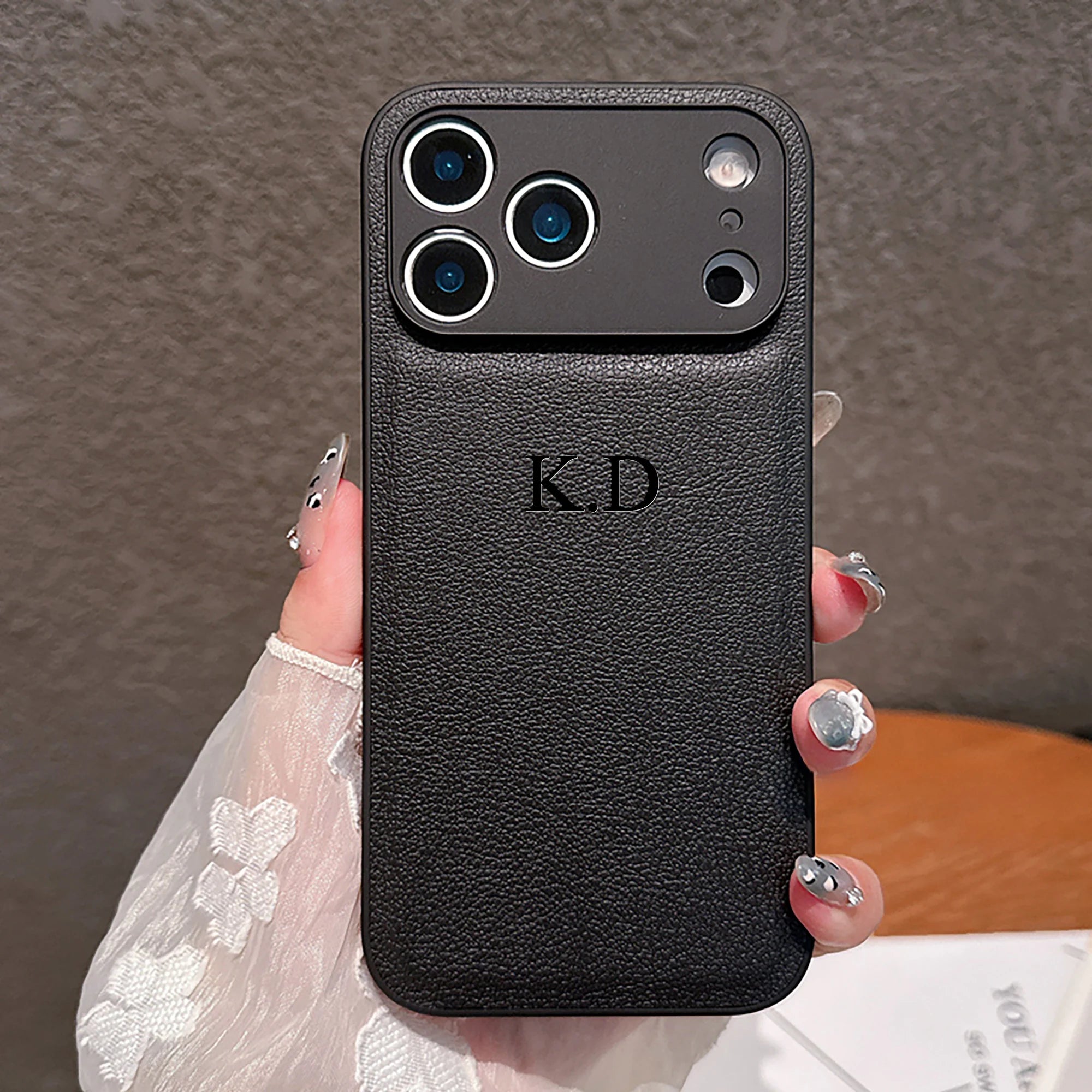 Personalized Luxury Customized Name 3D DIY Hot Engrave Faux Leather Phone Case For iPhone 17 16 15 14 13 Pro Max Plus Air TechVisio