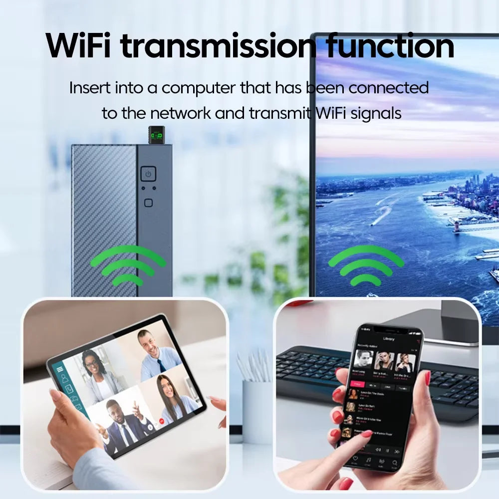 Adaptateur USB WiFi 6 + Bluetooth 5.4 – 900Mbps Dual Band, Sans Pilote