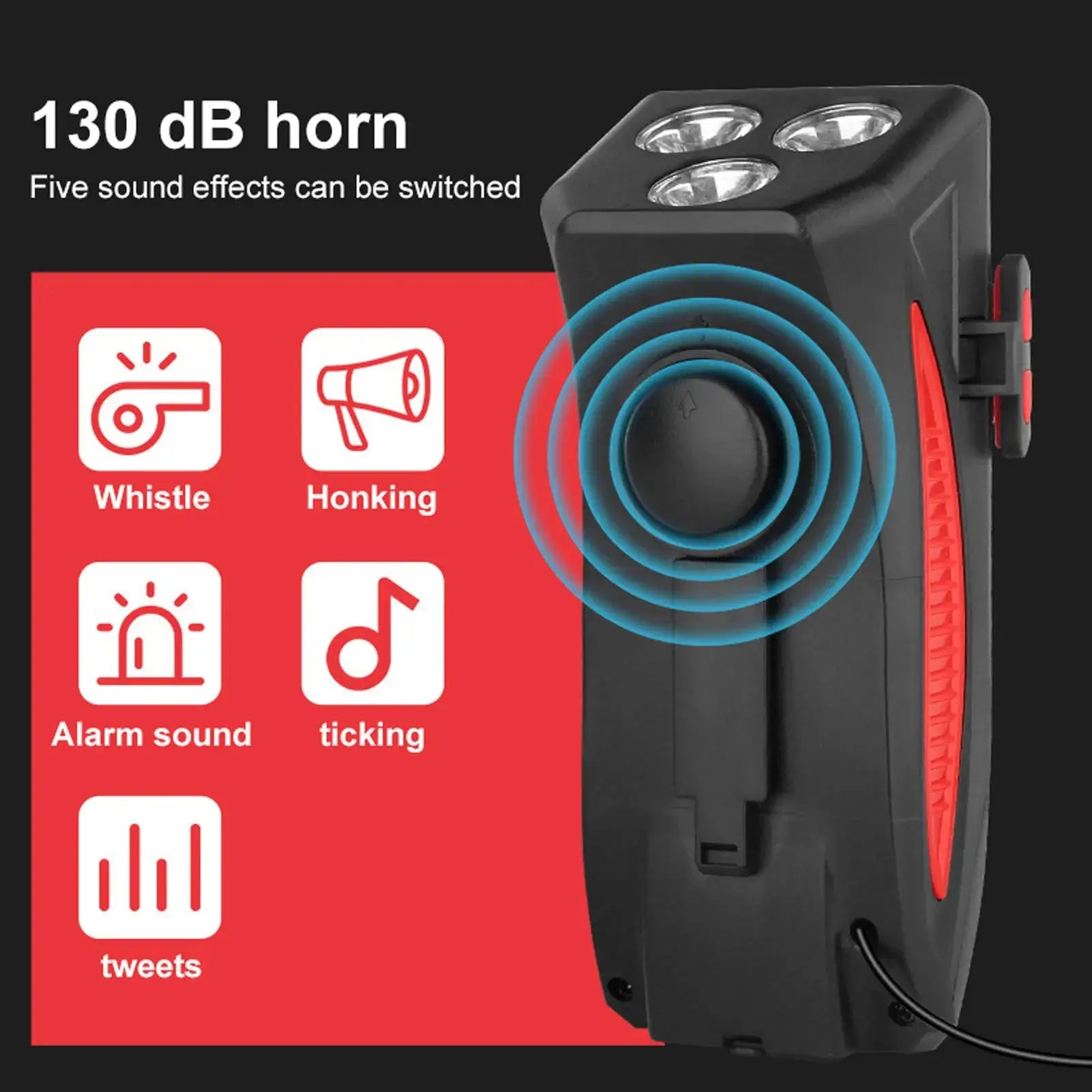 Support Vélo GOLDFOX 4-en-1 – LED 400lm | Klaxon 130dB | Batterie 4000mAh TechVisio