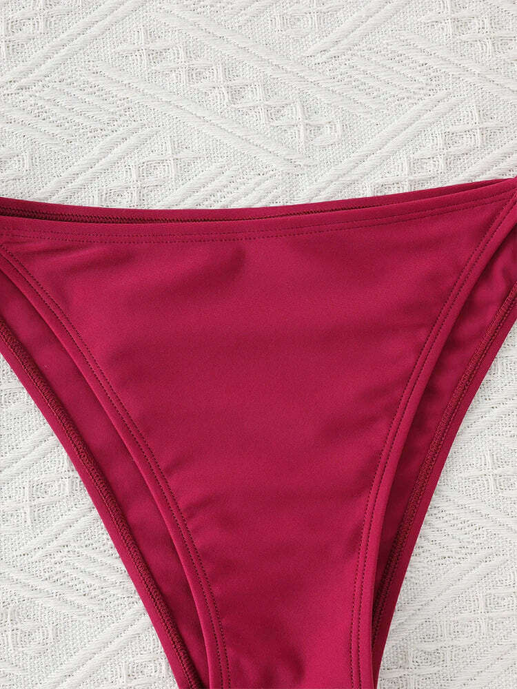 Women Thong Bikini Set Side Lace-up Sexy Swimsuit Bandage Neck Tie Swimwear Adjustable Brazilian Style Bikini Underwear TechVisio