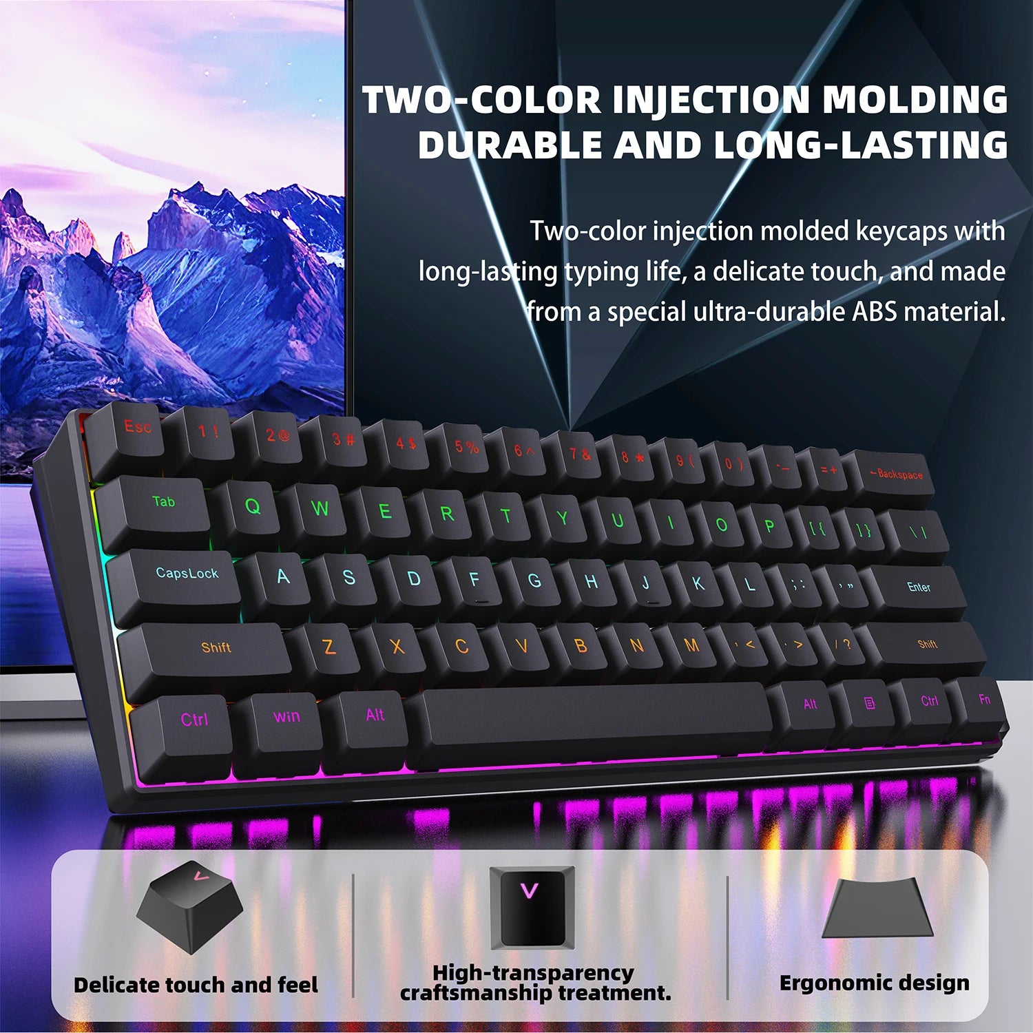 ZSUS Z61-B – Clavier Mécanique 60% Switch Red RGB