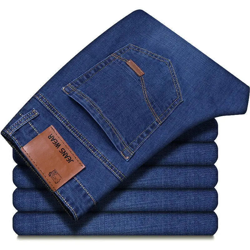 2025 New Business Men's Jeans Casual Comfortable Straight Stretch Fashion male Classic Premium Blue Black Denim trousers TechVisio