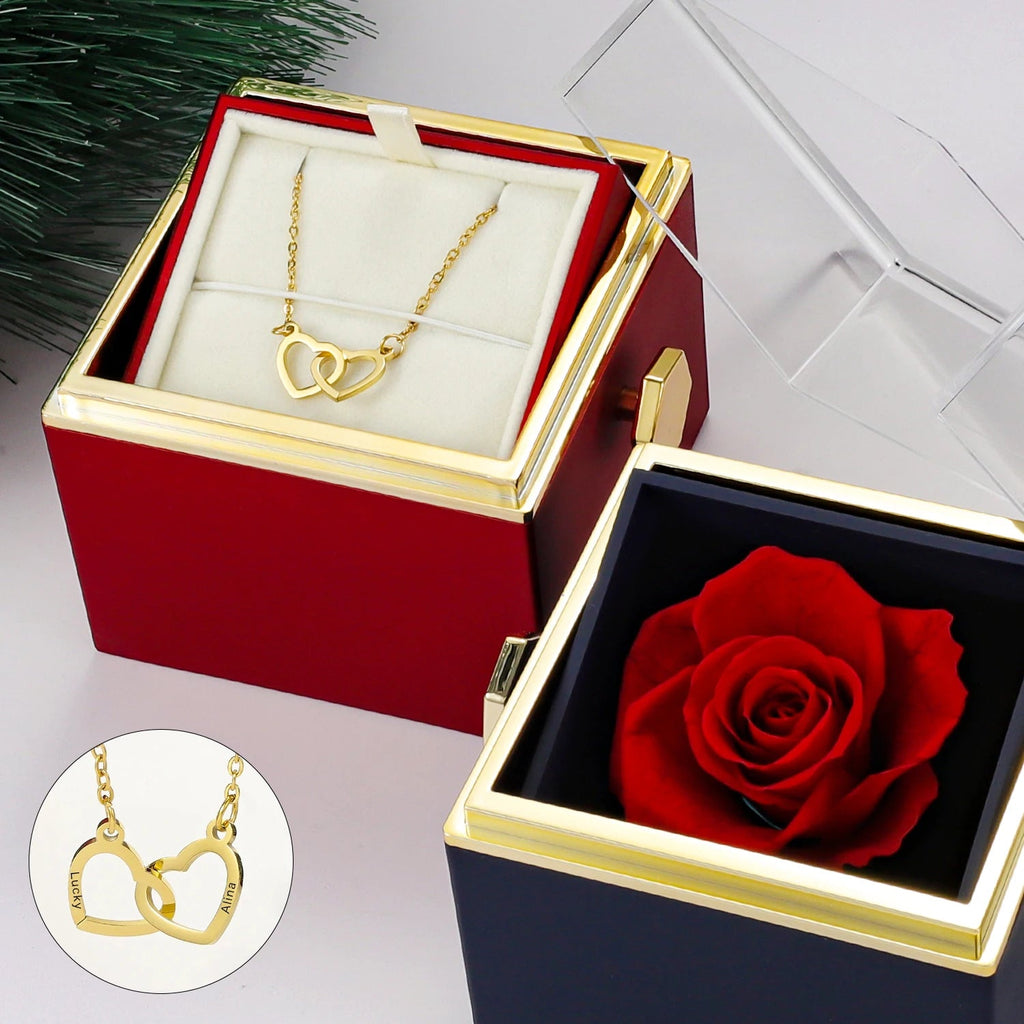 Custom Valentine Soap Rose Jewelry Ring Box Wedding Pendant Necklace Storage Case for Women Girlfriend Valentine's Day Gifts TechVisio