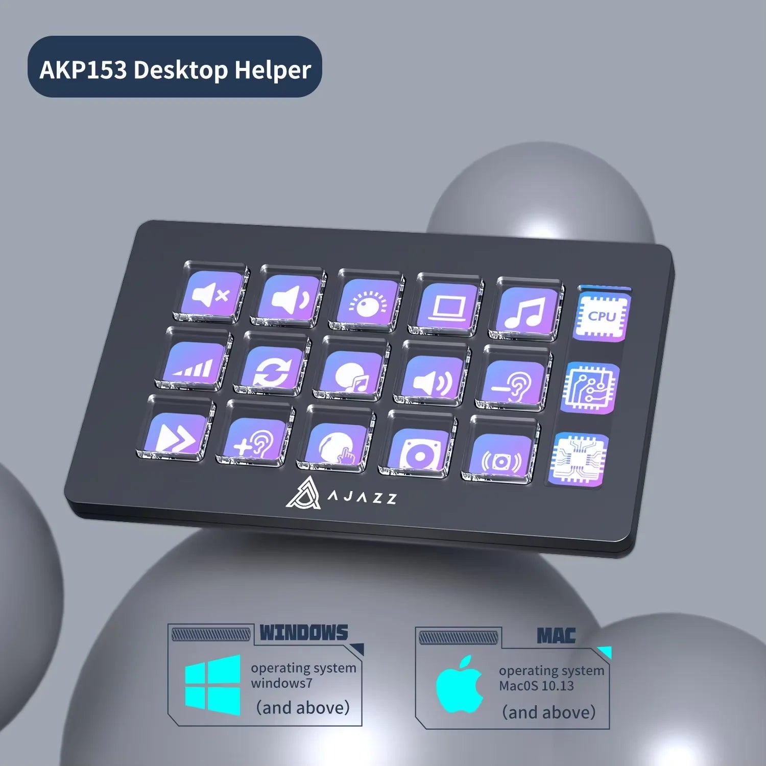 Ajazz AKP03E/153E Programmable Macro Keyboard – Mini Desktop Console, Multi-Scenario
