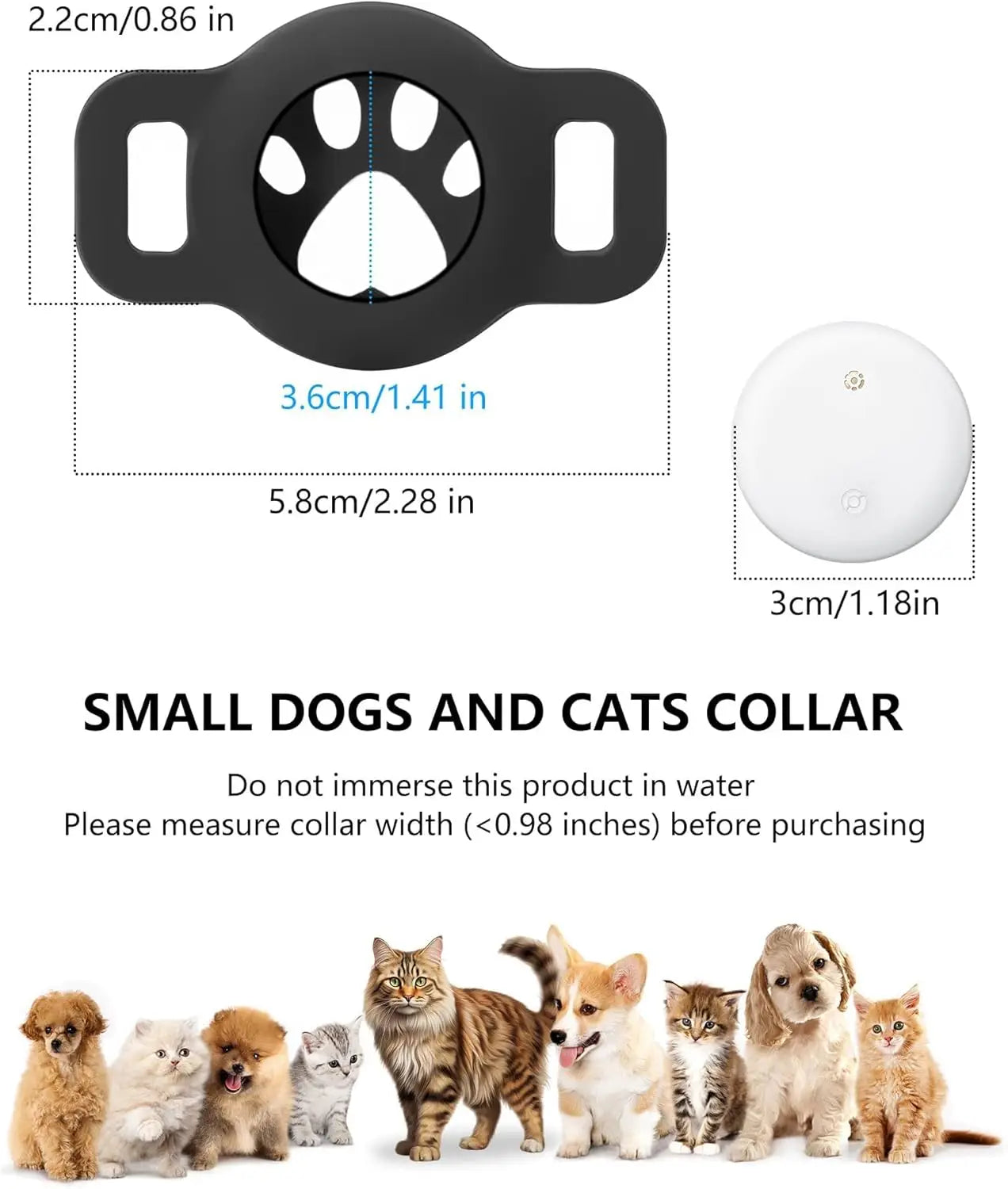 Bluetooth Tracker Compatible with Google Find My (Android Only), Tracker for Pets, Cat Location Tracker with Holder, Cat Collar TechVisio