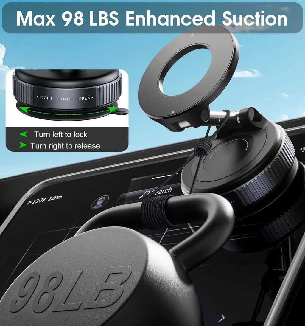 Vacuum Magnetic Car Phone Stable Dashboard  Adsorption  Anti-Shake Mobile StandUniversal For Cars Safe Driving Access TechVisio
